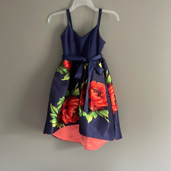 Teeze Me Dresses & Skirts - Navy Blue V-Neck Floral Dress